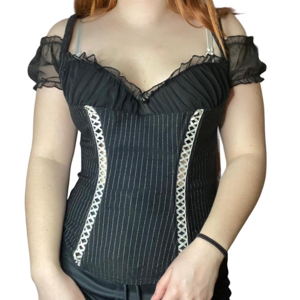 🖤 Re-posh Y2k Federicks of Hollywood pinstripe corset 🖤